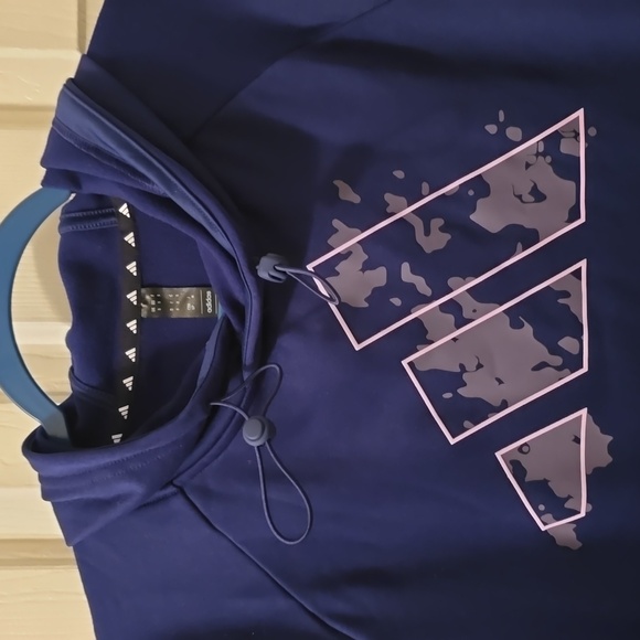 ADIDAS BRAND SIGNATURE MEN'S DARK BLUE HOODED SWEATSHIRT SIZE SMALL - Picture 6 of 15